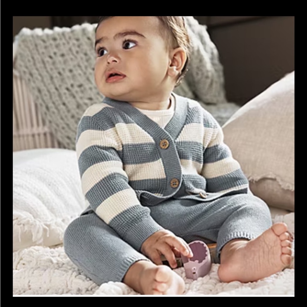 Carter’s Blue/White Striped Baby Cardigan ONLY 18 Mo. XC